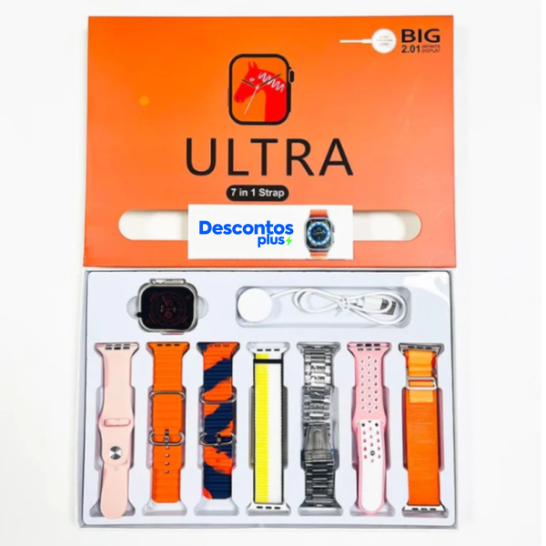 Smartwatch Ultra Series 9 + Kit com 7 Pulseiras e Case