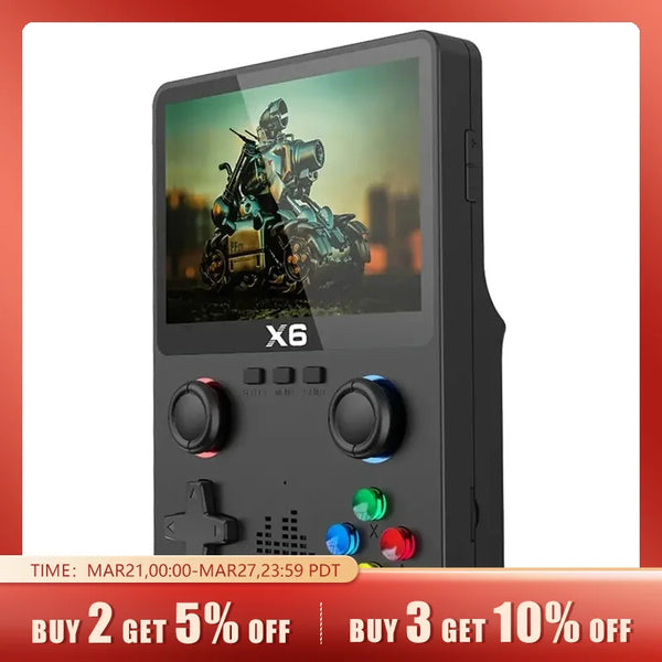 2023 New X6 3.5Inch IPS Screen Handheld Game Player Dual Joystick 11 Simulators GBA Video Game Console for Kids Gifts