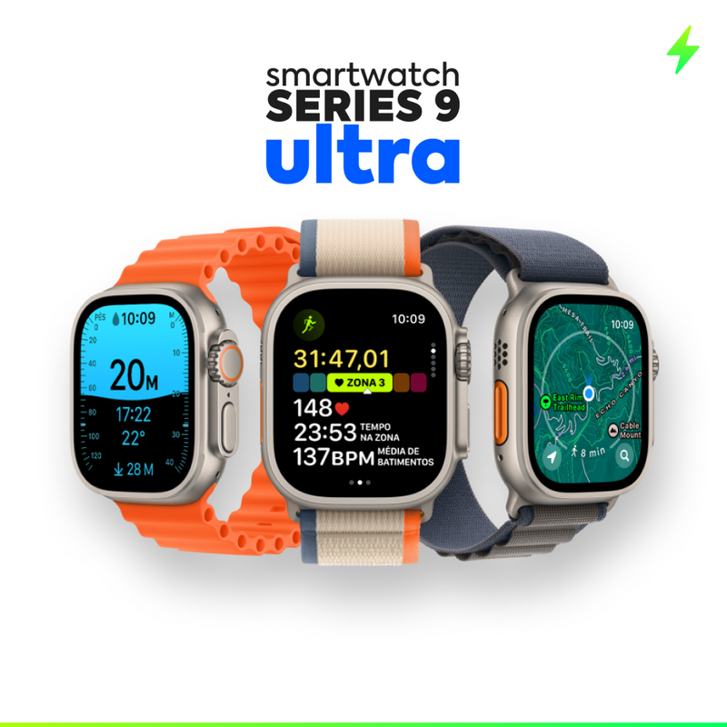 Smartwatch Ultra Series 9 + Kit com 7 Pulseiras e Case